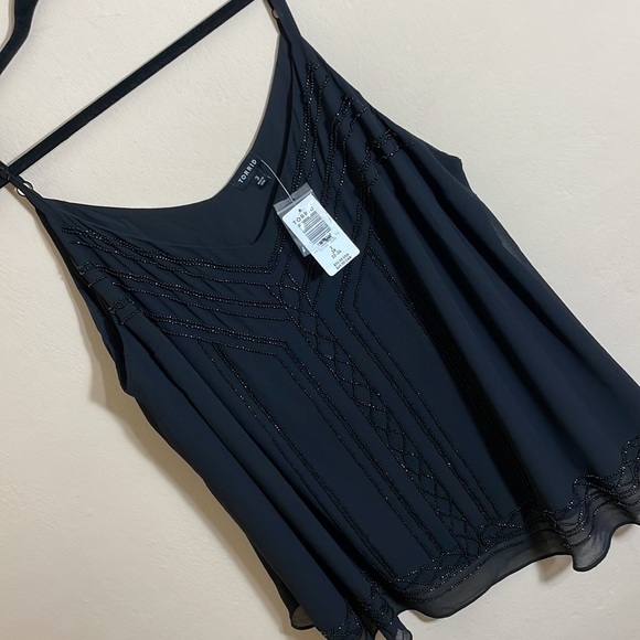 Torrid size 3 Beaded BLACK CHIFFON SWING CAMI - Picture 9 of 10